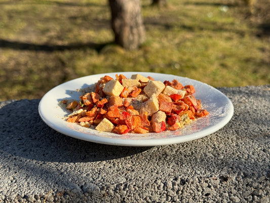 Ķiploksiers brūnajā mērcē ar dārzeņiem un kus-kusu