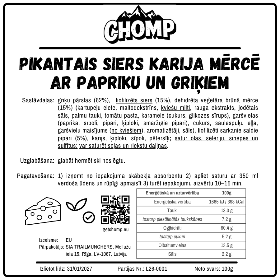 Pikantais siers karija mērcē ar papriku un griķiem