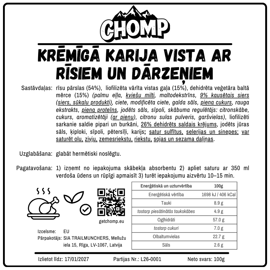 Krēmīgā karija vista ar rīsiem un dārzeņiem
