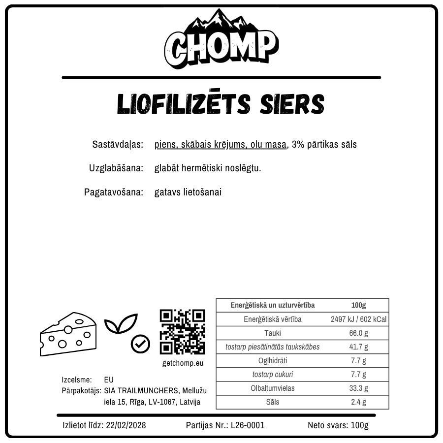 Liofilizēts siers 100g