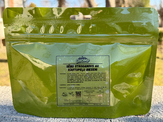 Sēņu stroganovs ar kartupeļu biezeni