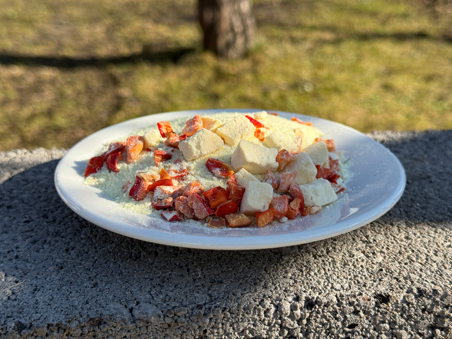 Siers ar dārzeņiem un kartupeļu biezeni