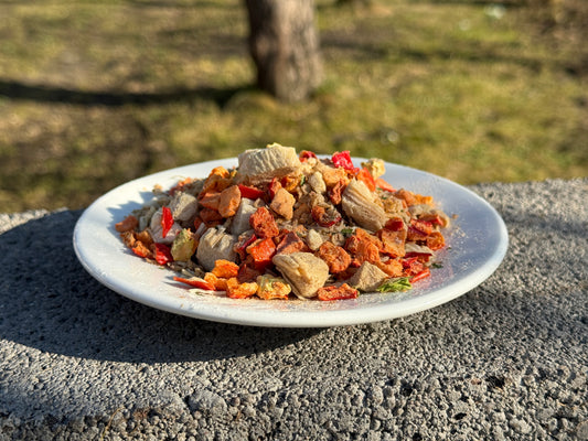 Vistas stroganovs ar griķiem brūnajā mērcē